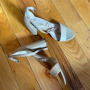 Sam Edelman Yaro Ankle Strap Heel in Beige Leather, size 8, worn once
